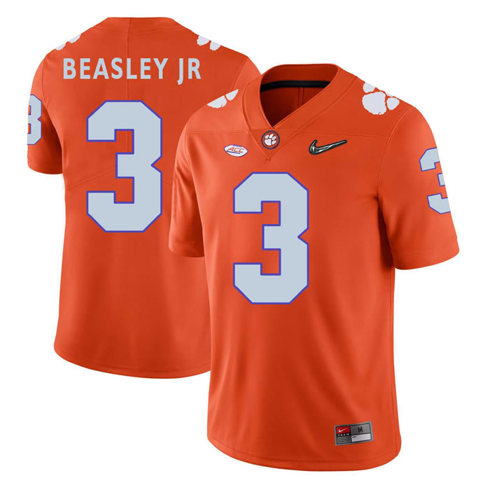 Clemson Tigers #3 Vic Beasley Jr. Orange With Diamond Logo College Football Jersey